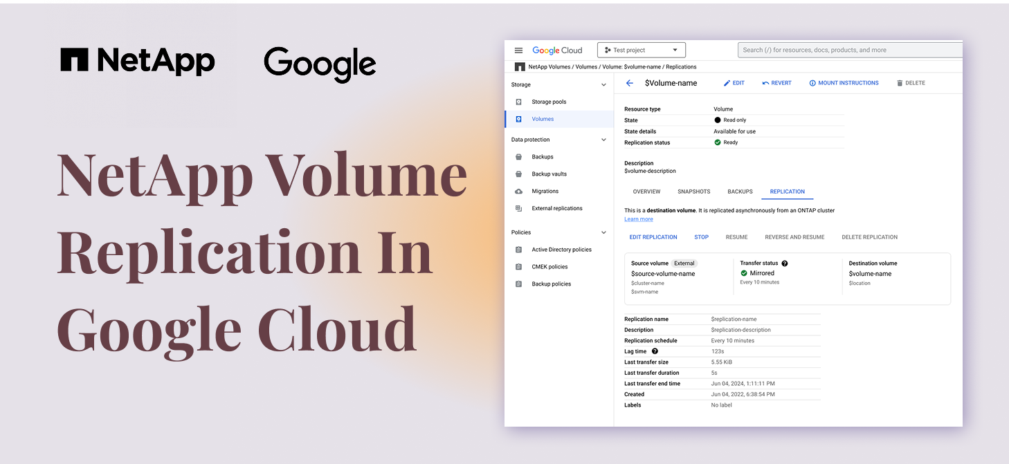NetApp volume replication in Google Cloud